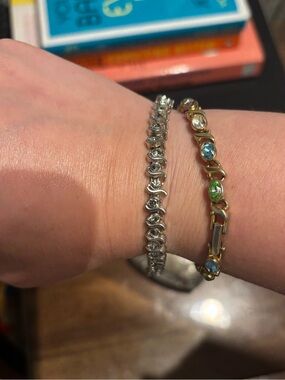 Vintage Silver Tone S-Link Tennis Bracelet